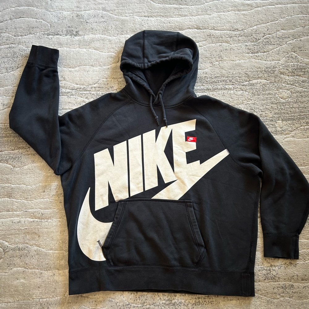 Nike MENS BLACK Hoodie Big Check Logo Size XXL
